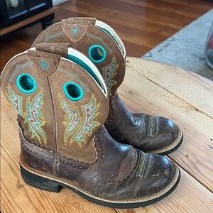 Ariat Brown and Teal Heeled Boots
